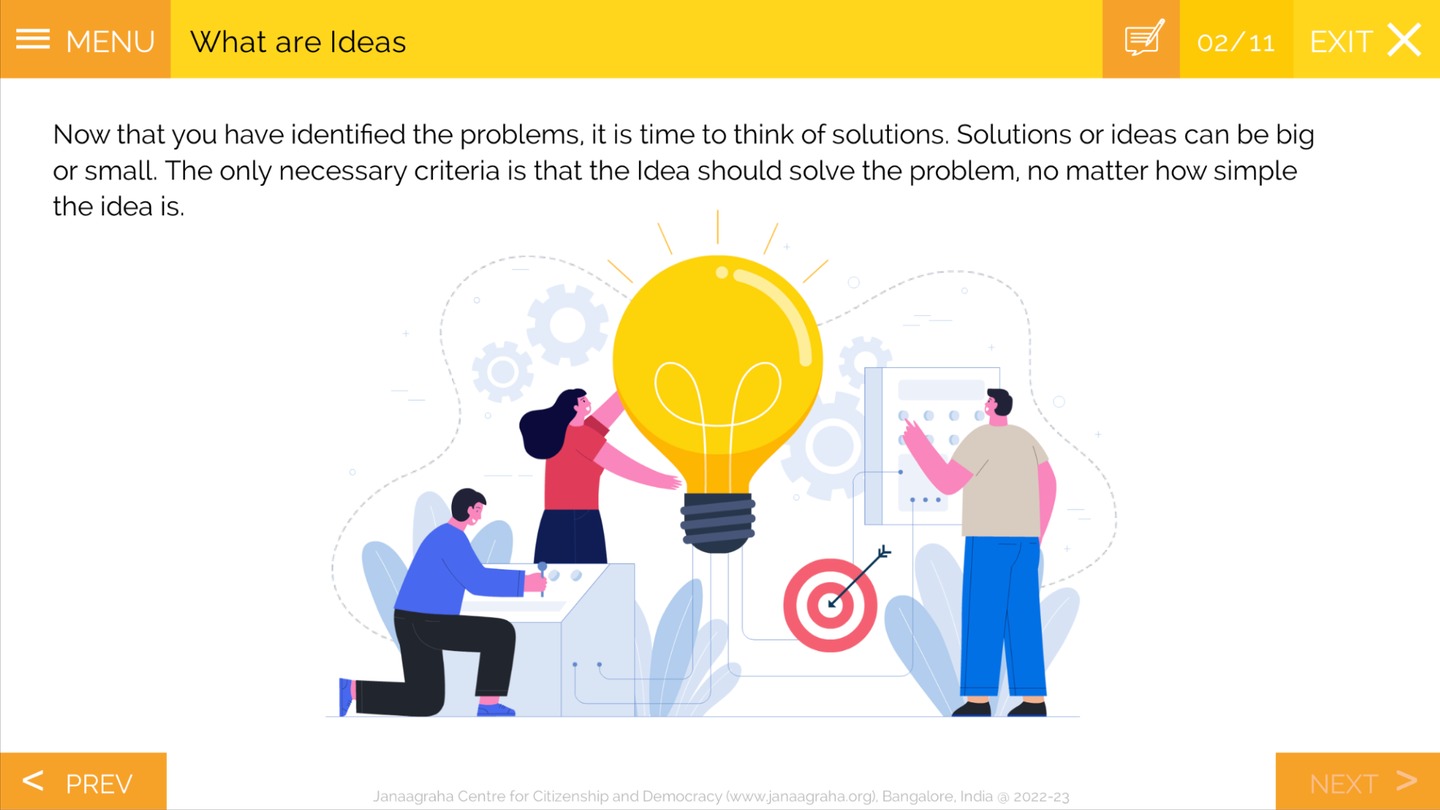 Ideas and problem solving learning sample