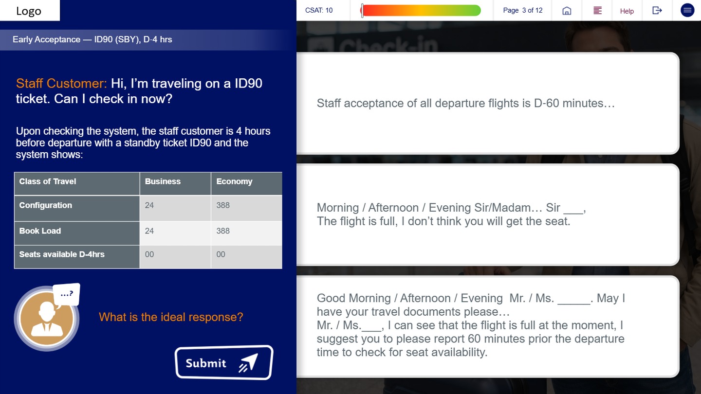 Staff travel scenario eLearning sample